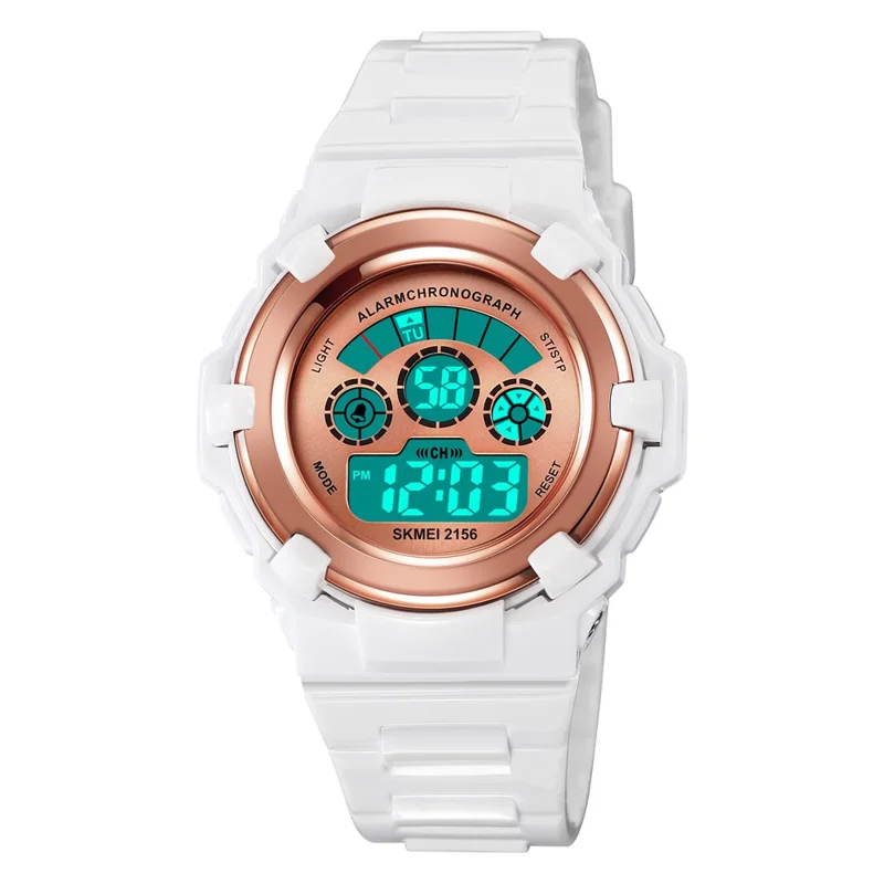 SKMEI 2156 Students Electronic Watch 12  /  24H Multifunction Wristwatch - White