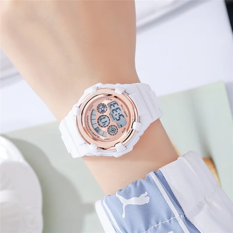 SKMEI 2156 Students Electronic Watch 12  /  24H Multifunction Wristwatch - White