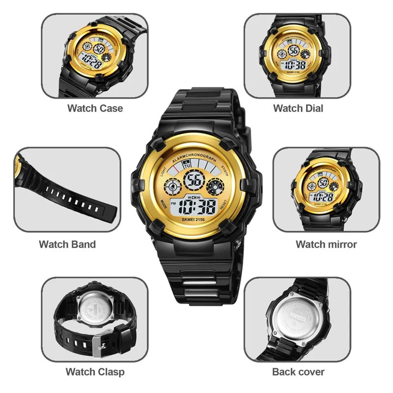 SKMEI 2156 Students Electronic Watch 12  /  24H Multifunction Wristwatch - White