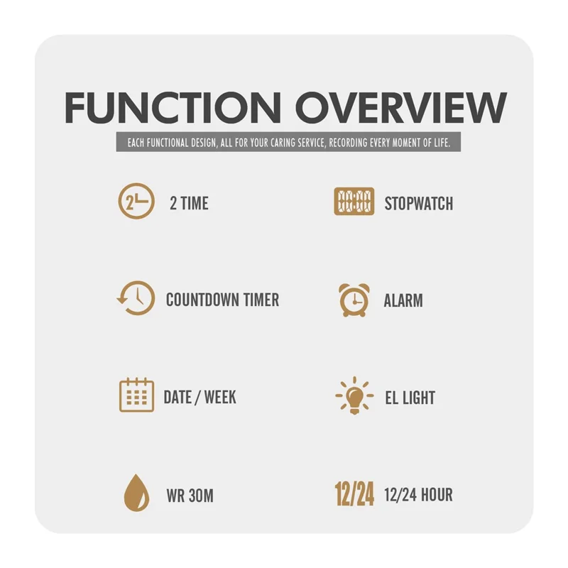 SKMEI 1882 Electronic Watch Stainless Steel Strap Multifunction Wristwatch - Gold / White Dial