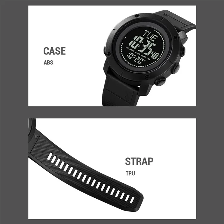 SKMEI 2095 Outdoor Sports 12  /  24H Multifunction Luminous Electronic Watch - Black