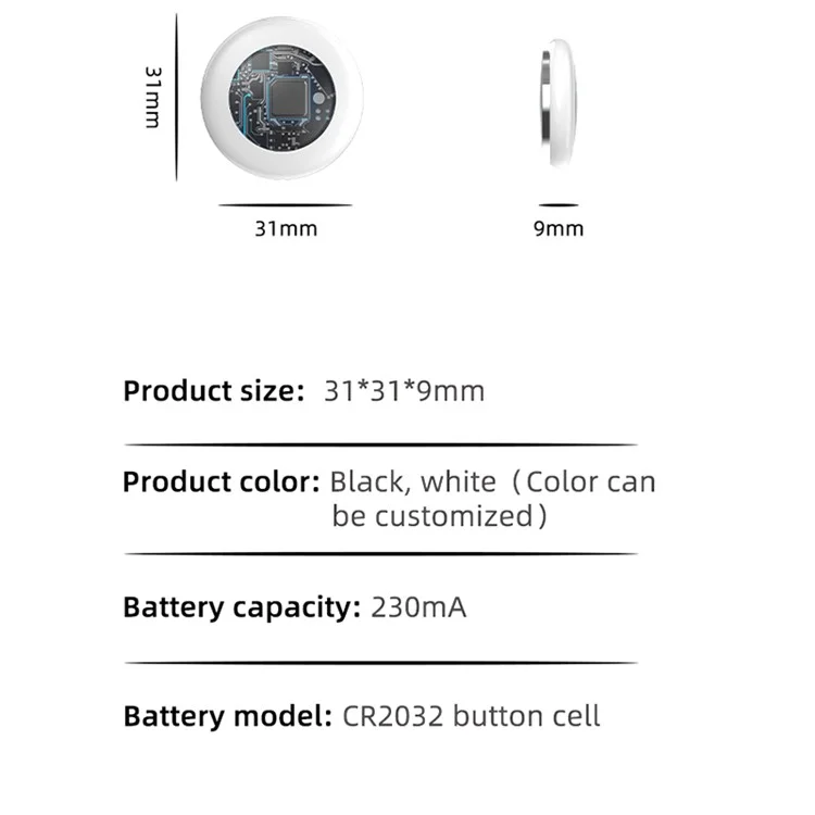 TX02 Wireless Key Finder Smart APP Control Anti-Lost Location Tracker (with Find My Certification) - Blanco