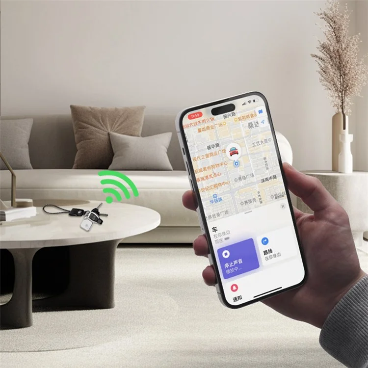 M2 Bluetooth-compatible Tracker Car Key Anti-Loss Finder Locator Device (Find My Certificated) - White / Silver