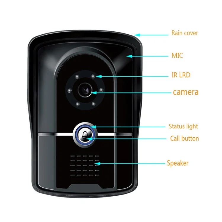 806FG11 7-inch Monitor Electronic Video Viewer Door Bell Night Vision Camera Smart Doorbell, US Plug