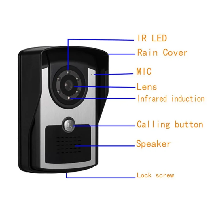810FC11 7-Zoll-Video-Türsprechanlage mit Nachtsichtkamera, Heimsicherheit, intelligenter Türklingel, EU-Stecker