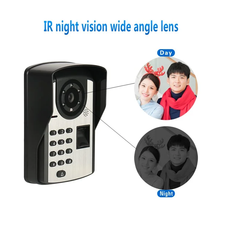 806FD11 Moniteur 7" HD Caméra de Vidéosurveillance avec Contrôle à Distance, Mot de Passe, Empreinte Digitale, Prise UE