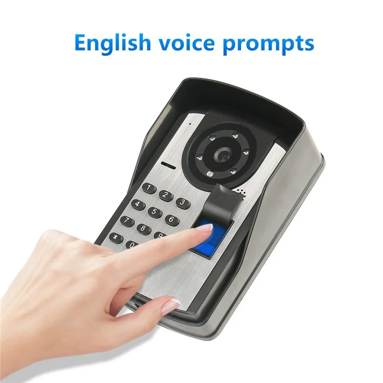 806FD11 7" Monitor HD Video Fingerprint Password Smart Doorbell Camera with Remote Control, US Plug