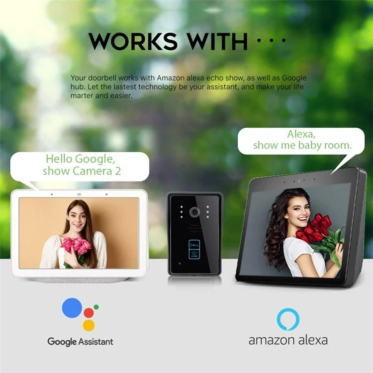 702MJID11 7-inch Monitor Tuya App WiFi Doorbell RFID Card Unlock 1080P Visual Doorbell, US Plug