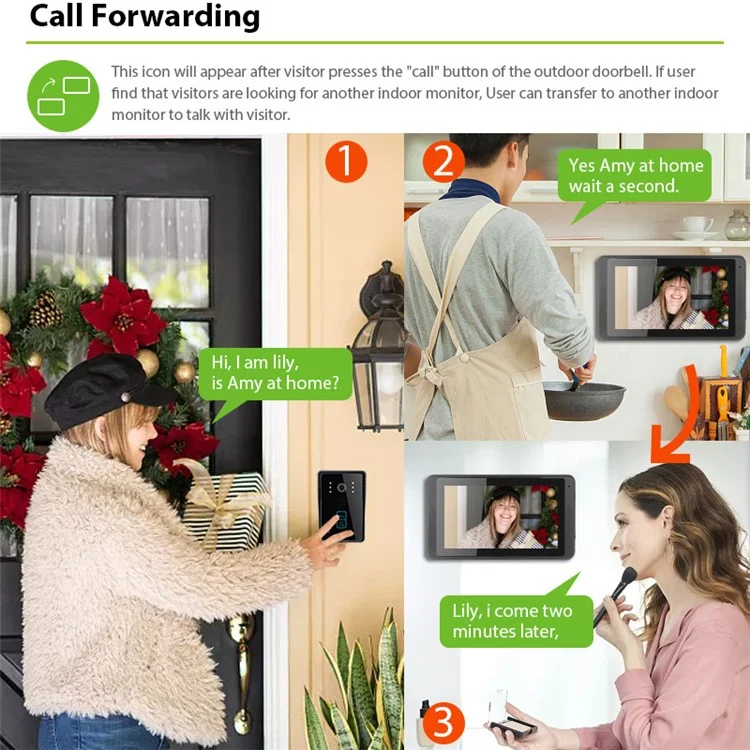 702MJID11 7-inch Monitor Tuya App WiFi Doorbell RFID Card Unlock 1080P Visual Doorbell, US Plug