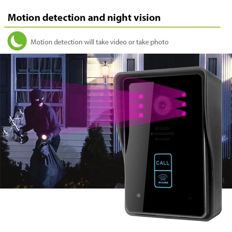 702MJID11 7-inch Monitor Tuya App WiFi Doorbell RFID Card Unlock 1080P Visual Doorbell, US Plug