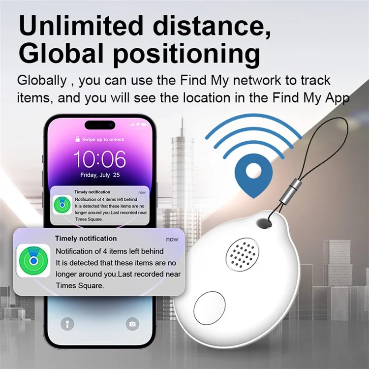 FD01-P Bluetooth-compatible Anti-lost Device Wireless Key Finder (FindMy Certified) - Black