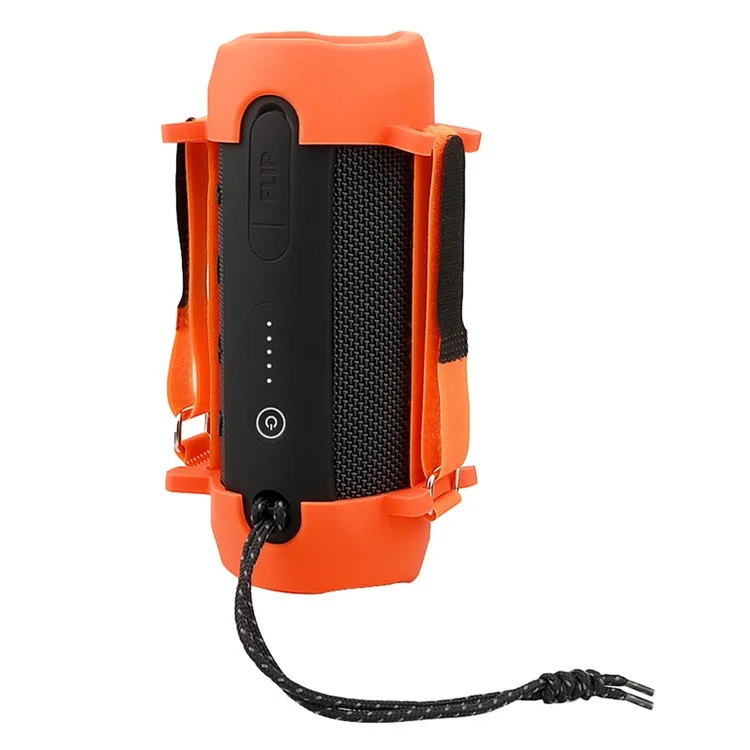 1 Pair Support Stand Case for JBL Flip Essential 2 Portable Bluetooth-compatible Speaker Silicone Sleeve Cover - Black