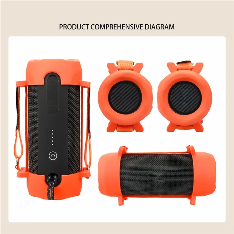 1 Pair Support Stand Case for JBL Flip Essential 2 Portable Bluetooth-compatible Speaker Silicone Sleeve Cover - Black