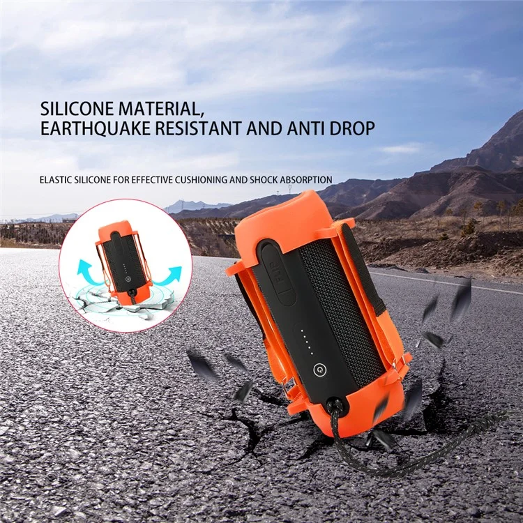 1 Pair Support Stand Case for JBL Flip Essential 2 Portable Bluetooth-compatible Speaker Silicone Sleeve Cover - Black