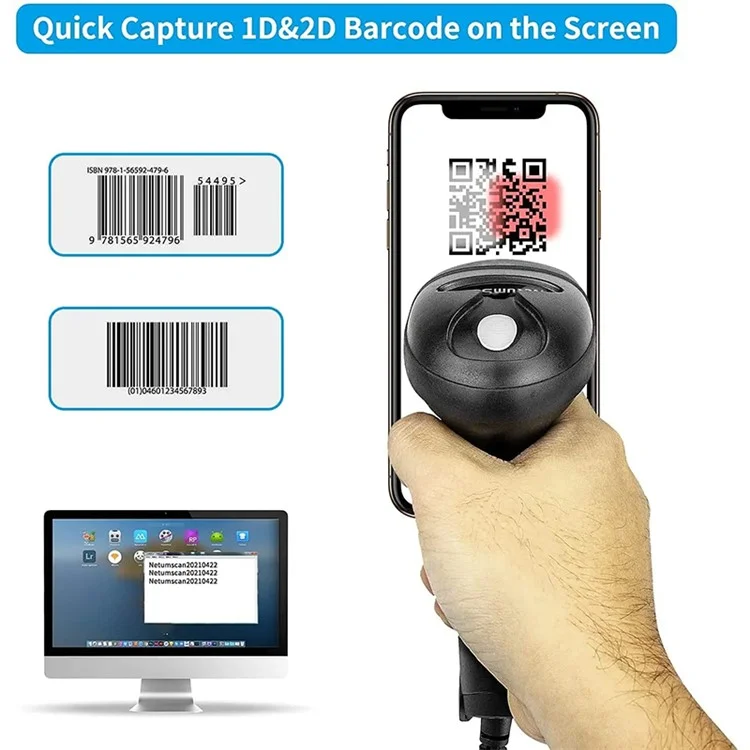 NETUM L5 Leitora de Código de Barras USB Portátil com Fio QR para Varejo, Armazém