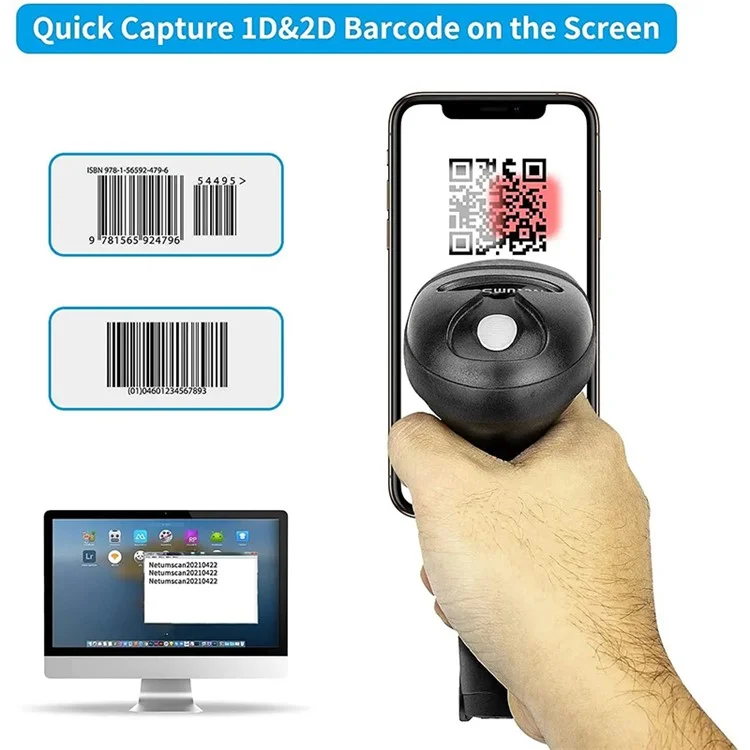 NETUM L8 Scanner Portátil Sem Fio 2.4G para Leitura de Códigos de Barras e QR Code para Pagamento Móvel