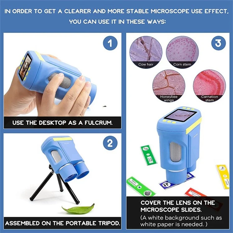 ANDONSTAR AD122 Kids Microscope Telescope 2 inch Digital Camera Handheld Microscope Binoculars - Blue