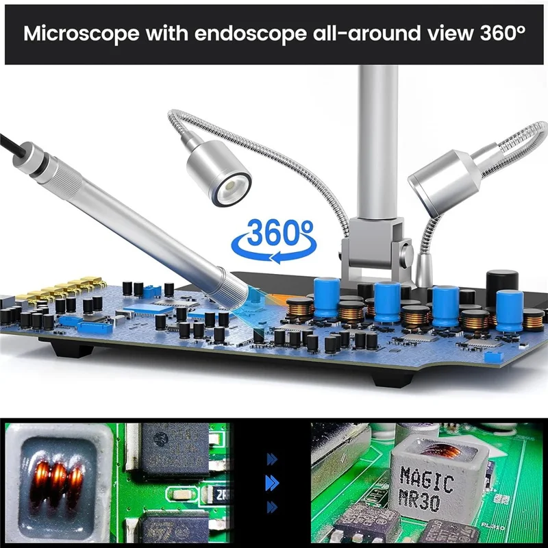 ANDONSTAR AD409-Pro ES 10 inch Microscope Endoscope Inspection Camera Borescope Biological Microscope Kit - UK Plug