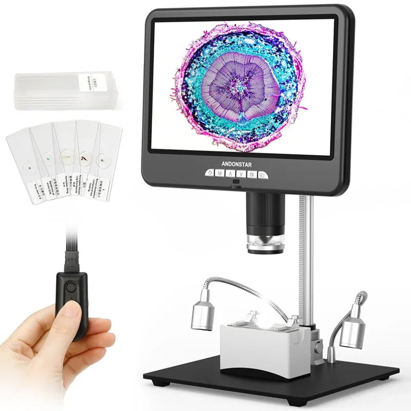 ANDONSTAR AD207S-10 Pro Digital Microscope Endoscope 26cm 10 inch Dual Lens Soldering Microscope Inspection Camera - US Plug