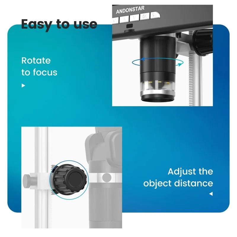 ANDONSTAR AD207S-10 Pro Digital Microscope Endoscope 26cm 10 inch Dual Lens Soldering Microscope Inspection Camera - US Plug