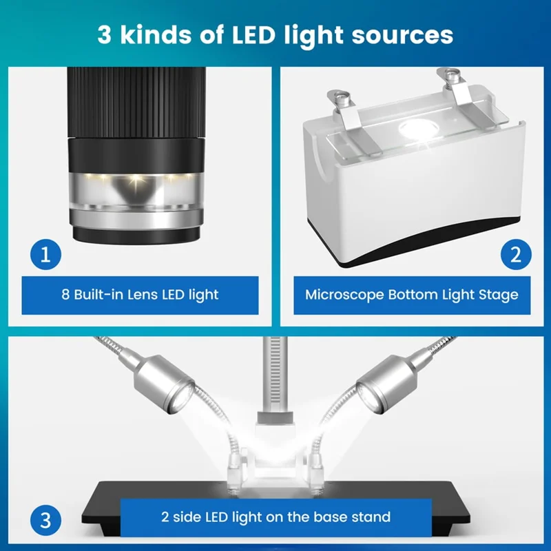 ANDONSTAR AD207S-10 Pro Digital Microscope Endoscope 26cm 10 inch Dual Lens Soldering Microscope Inspection Camera - US Plug