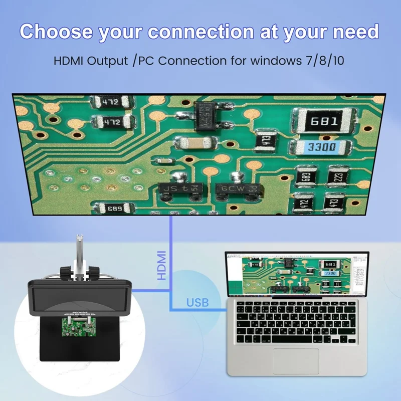 ANDONSTAR AD207S-10 Pro Digital Microscope Endoscope 26cm 10 inch Dual Lens Soldering Microscope Inspection Camera - US Plug