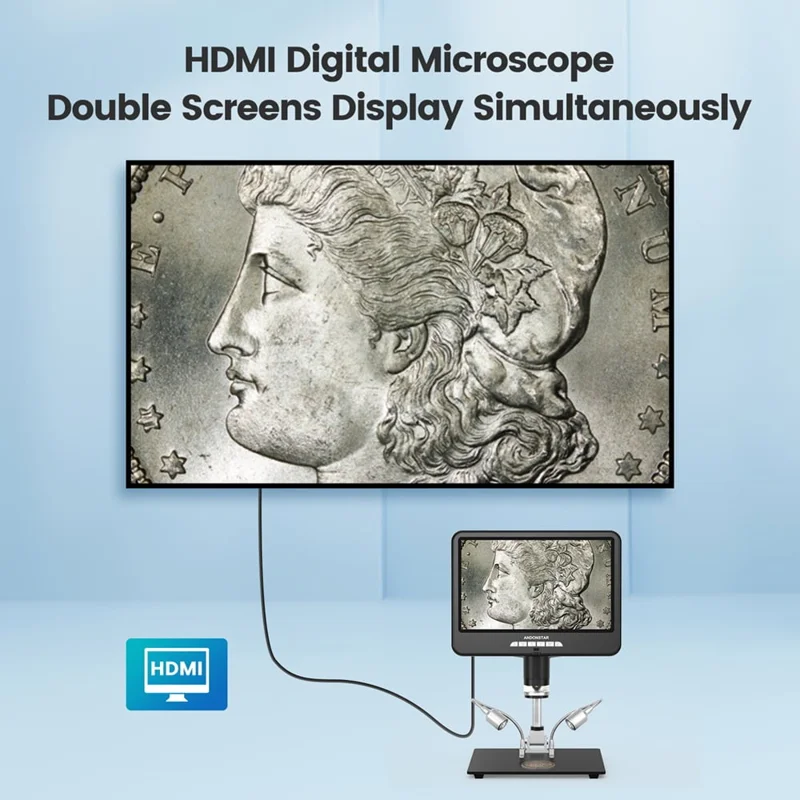 ANDONSTAR AD207S-10 Pro Digital Microscope Endoscope 26cm 10 inch Dual Lens Soldering Microscope Inspection Camera - US Plug