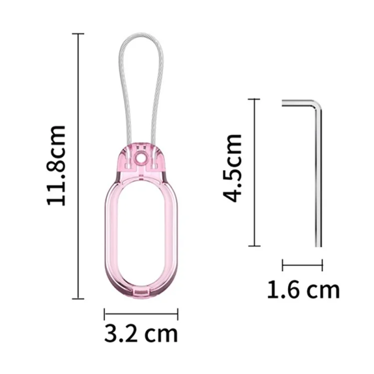 Pour Samsung Galaxy SmartTag 2 Étui PC avec verrou de sécurité en acier Étui de support sécurisé pour clés Portefeuille - Rose transparent