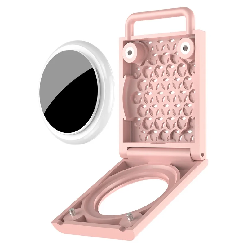 For AirTag PC Keychain Holder Case Screw Full Cover GPS Tracker for Childdren, Elderly, Pet - Pink