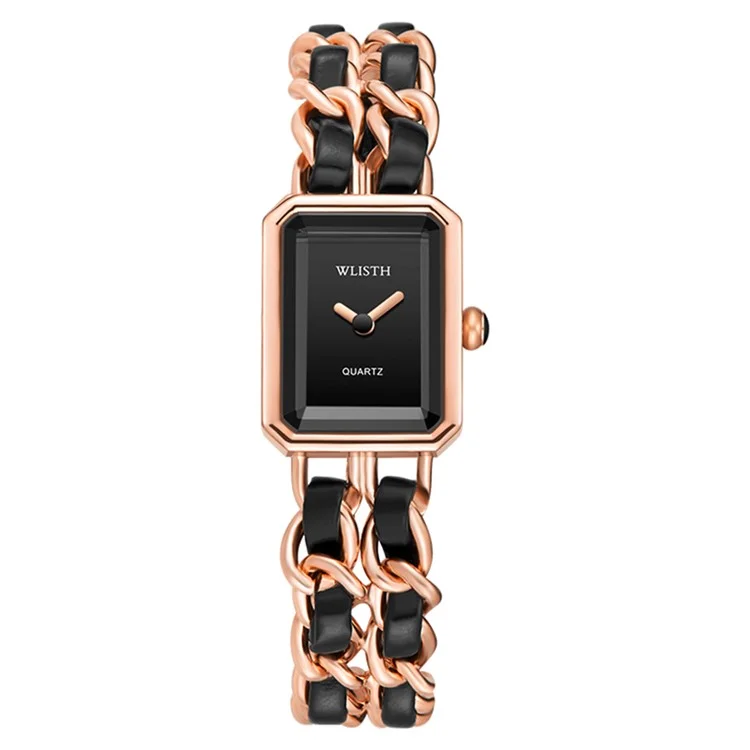 WLISTH S514 Fashion Women Square Dial Quartz Wrist Watch with Chain Strap - Rose Gold