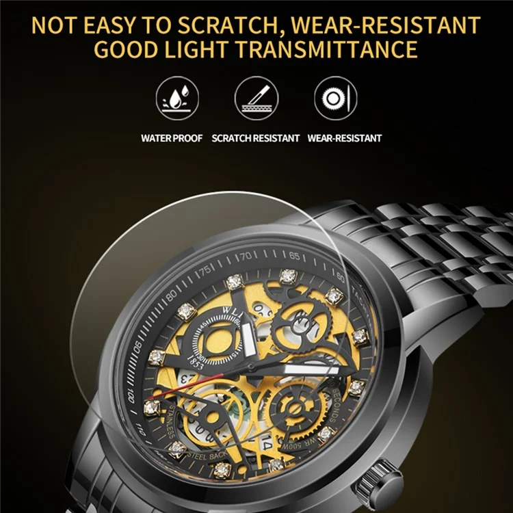 WLISTH S518 Relógio de Quartzo Esportivo Masculino Vida à Prova d'Água Luminoso Pulseira - Preto