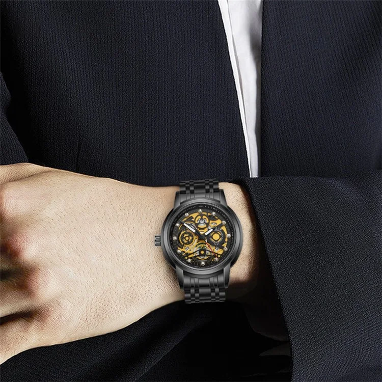 WLISTH S518 Relógio de Quartzo Esportivo Masculino Vida à Prova d'Água Luminoso Pulseira - Preto