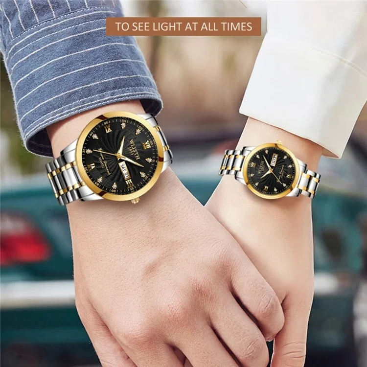 WLISTH Q351 Luminous Quartz Watch Bracelet mit Kalender+Wochentagsanzeige - Schwarz / Für Herren