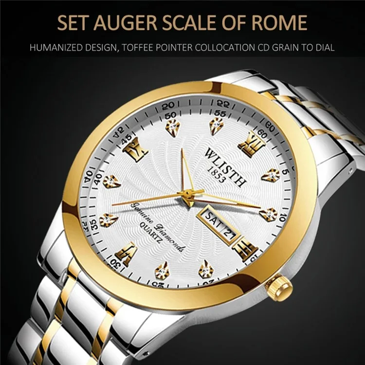 WLISTH Q351 Luminous Quartz Watch Bracelet mit Kalender+Wochentagsanzeige - Schwarz / Für Herren