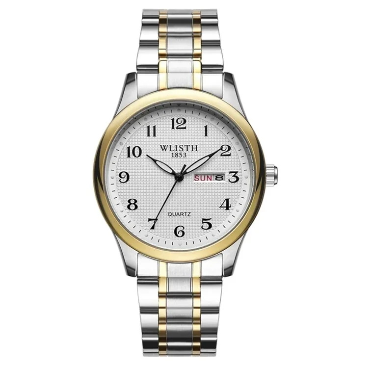 WLISTH S6150 Quartz Assista a Pulseira Luminosa Com Cinta de Aço Inoxidável - Ouro / Para Homens