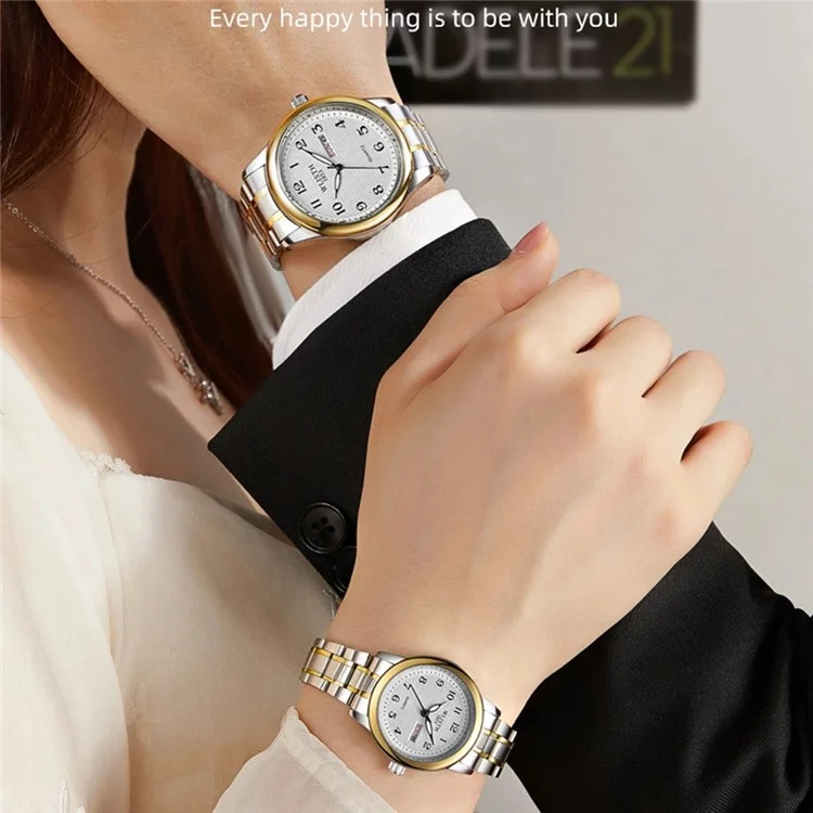 WLISTH S6150 Quartz Watch Luminous Wrist Bracelet with Stainless Steel Strap - Gold / for Men