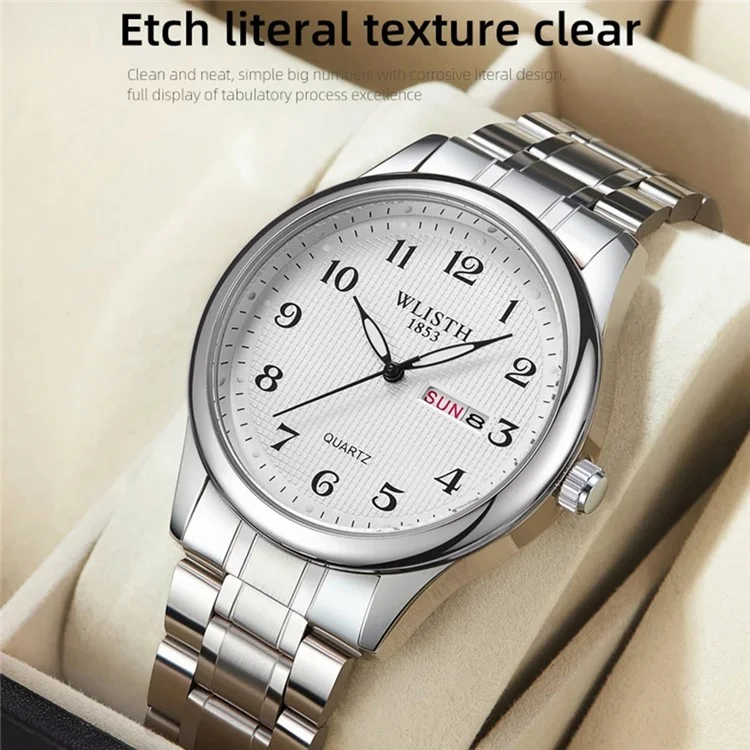 WLISTH S6150 Quartz Watch Luminous Wrist Bracelet with Stainless Steel Strap - Gold / for Men