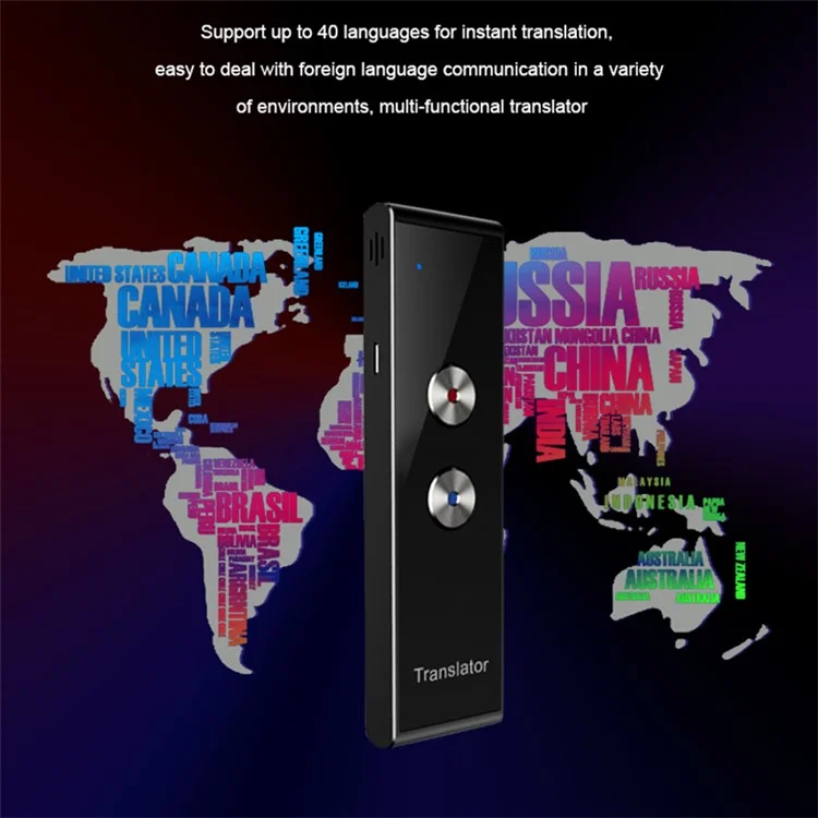 t8 + Bluetooth 40 Langues Traduct de Discours Instantané Pour le Voyage, Apprentissage - Noir