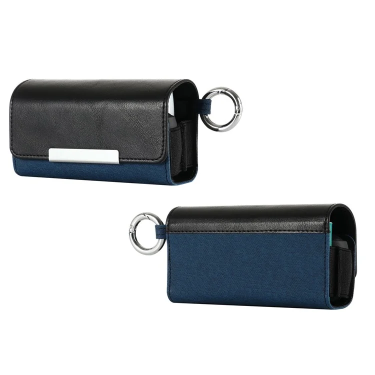 Estuche de almacenamiento para IQOS 3 / Iluma Prime, Funda con tapa para cigarrillos electrónicos - Negro + Faux Cloth Sapphire