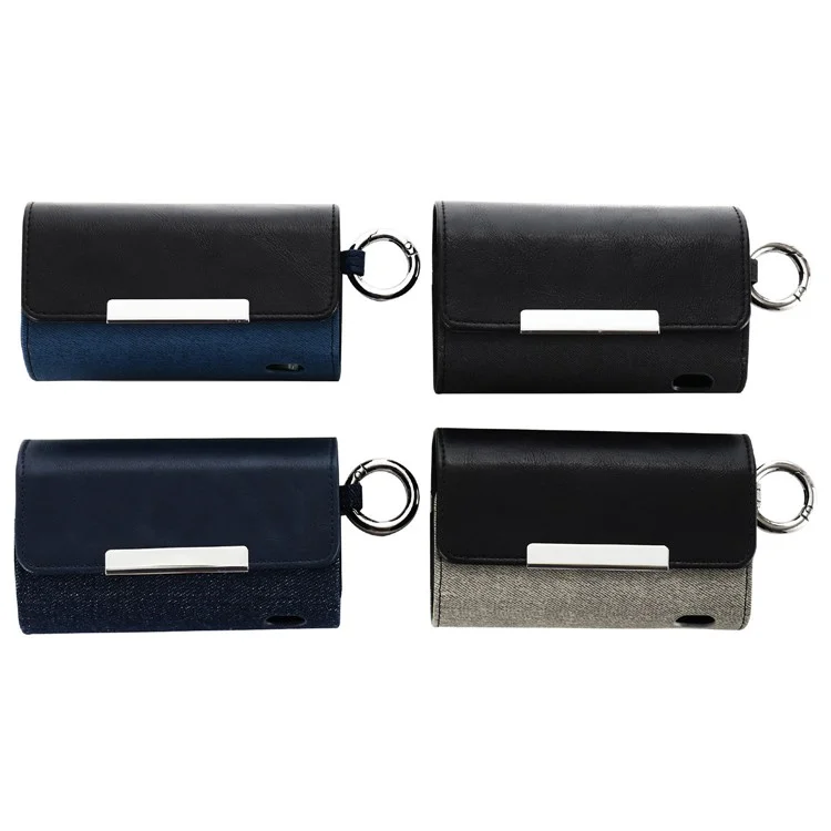 Estuche de almacenamiento para IQOS 3 / Iluma Prime, Funda con tapa para cigarrillos electrónicos - Negro + Faux Cloth Sapphire