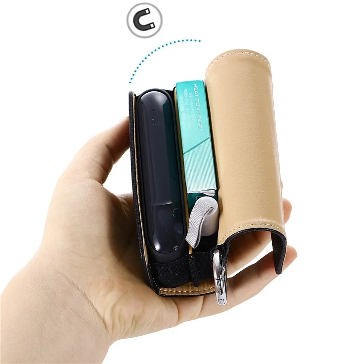 Custodia per sigaretta elettronica per IQOS 3 / 3 Duo, borsa da trasporto in pelle PU con texture a litchi - Verde scuro