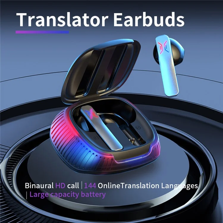 B18 Bluetooth-compatible Translator Headset 144 Languages Real Time Earphone Smart Voice Translator Earbuds - White