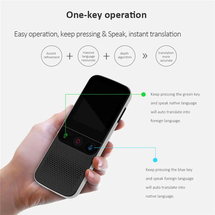 Traductor de voz inteligente T10 PRO con traducción en tiempo real de 14 idiomas, dispositivo de traducción de fotos sin conexión - Negro