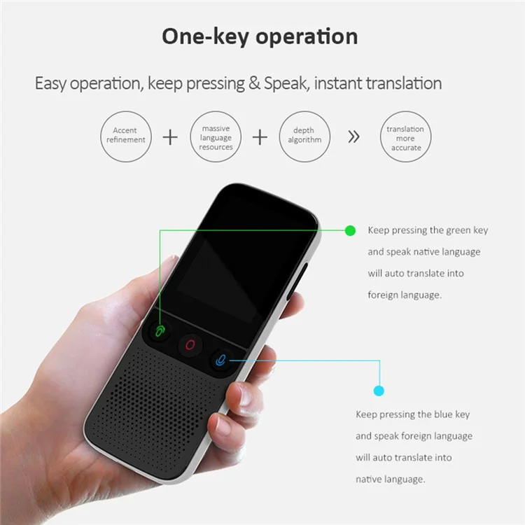 Traductor de Traductor de Voz de Voz T10 Pro Smart Con 14 Idiomas Dispositivo de Traducción de Fotos Fuera de Línea - Negro