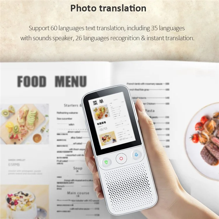Traductor de voz inteligente T10 PRO con traducción en tiempo real de 14 idiomas, dispositivo de traducción de fotos sin conexión - Negro