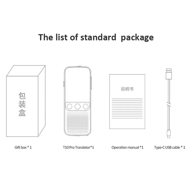 T10 PRO Smart Voice Translator Real-Time Translator with 14 Languages Offline Photo Translation Device - White