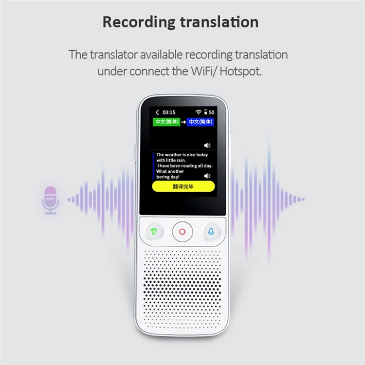 T10 PRO Smart Voice Translator Real-Time Translator with 14 Languages Offline Photo Translation Device - White