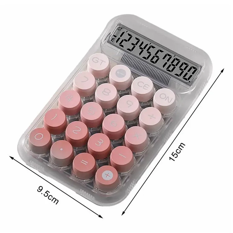 819Pro Teclado mecánico de calculadora con tapa redonda transparente - Rosa 