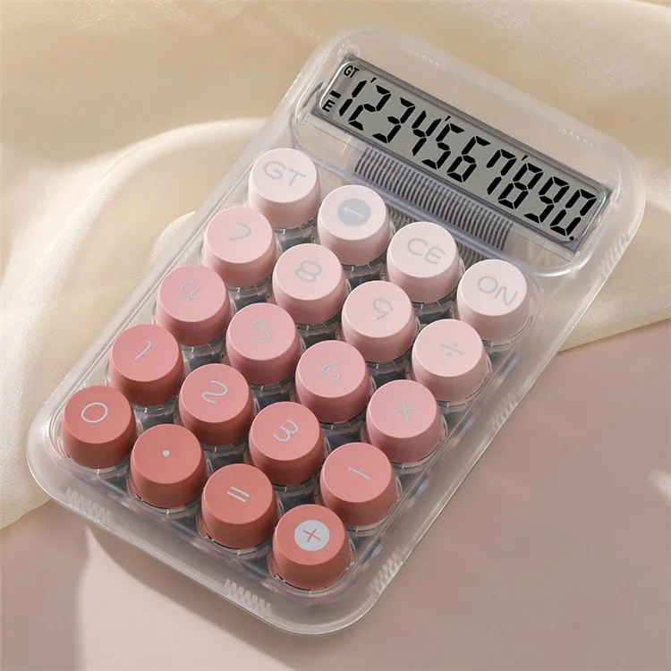 819Pro Teclado mecánico de calculadora con tapa redonda transparente - Rosa 