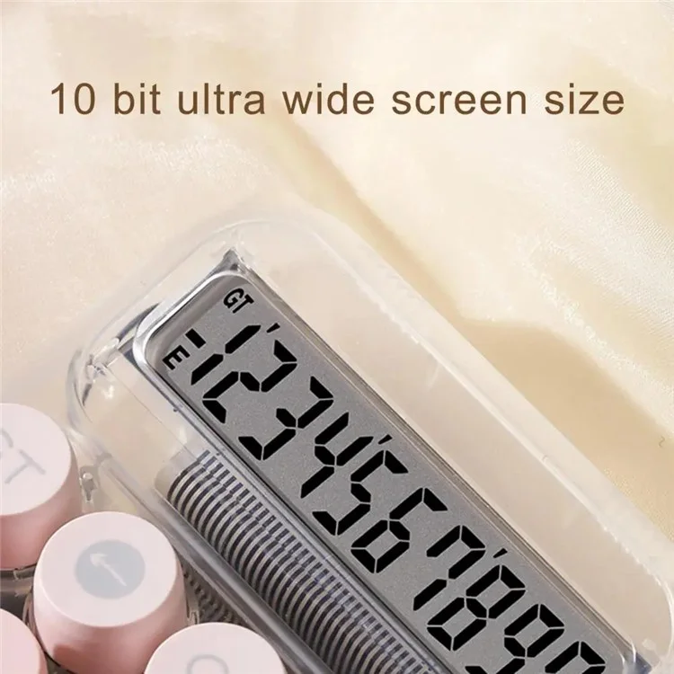 819Pro Teclado mecánico de calculadora con tapa redonda transparente - Rosa 